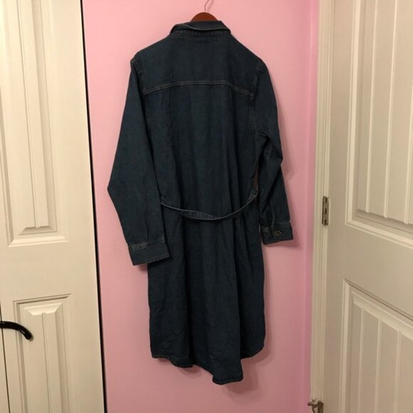 Frye Women’s Tie Belted Denim with Pockets Button-Up Dress Plus Size XXL - Picture 5 of 5